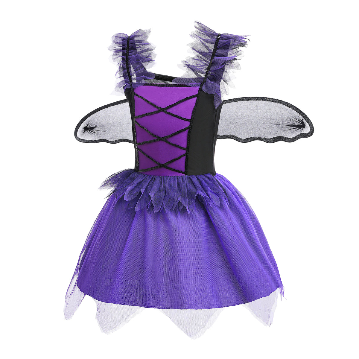 Lito Angels Little Witch Fancy Dress Halloween Costume Set with Bat Wings and Cat Ears Hair Hoop for Kids Girls Age 5-9 Year