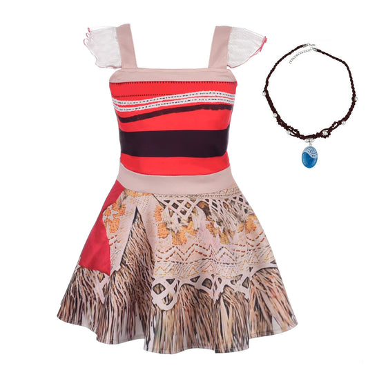 Lito Angels Princess Costume Fancy Dress Up with Necklace for Baby Kids Girls, Halloween Birthday Theme Party Outfit Ruffle Sleeve