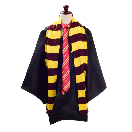 Lito Angels Wizard Halloween Costume Robe Set with Accessories for Toddler Little Kids Boys Girls (Cloak, Magic Wand, Scarf, Tie, Glasses and Sticker) Size 3-4T, Red