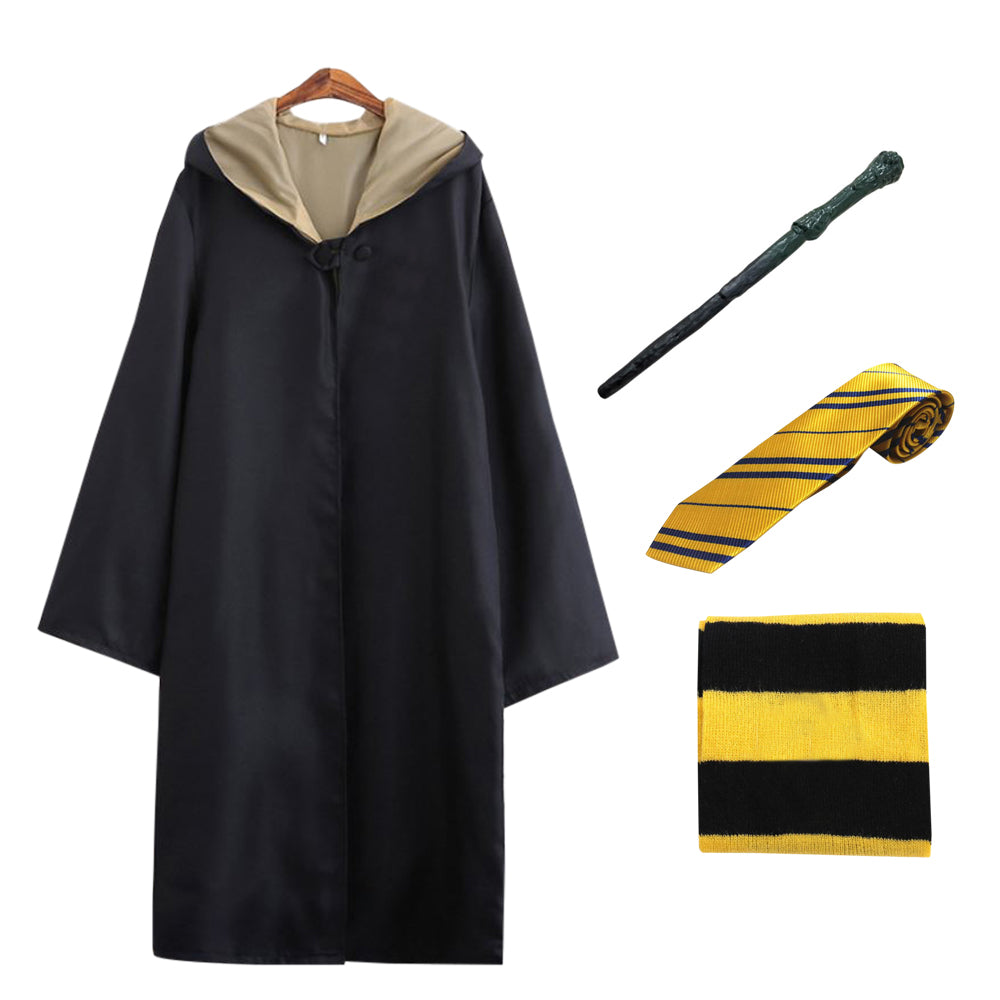 Lito Angels Wizard Halloween Costume Robe Set with Accessories for Toddler Little Kids Boys Girls (Cloak, Magic Wand, Scarf, Tie, Glasses and Sticker) Size 3-4T, Red