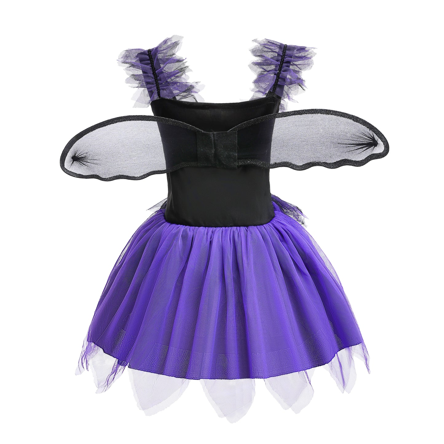 Lito Angels Little Witch Fancy Dress Halloween Costume Set with Bat Wings and Cat Ears Hair Hoop for Kids Girls Age 5-9 Year