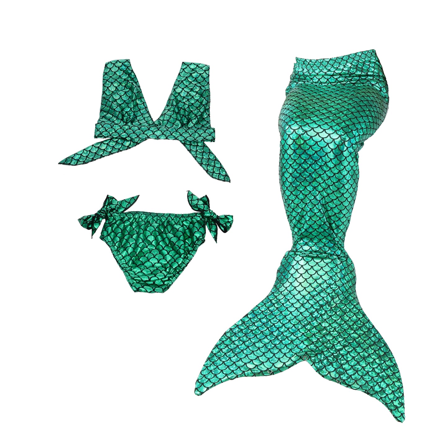 Girls Mermaid Tails Bathing Suit 3 Pieces Bikini Set Swimwear Swimsuit Swimming Costume 046A