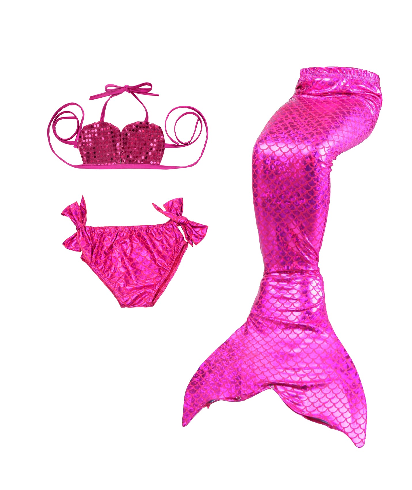 Girls Mermaid Tails Bathing Suit 3 Pieces Bikini Set Swimwear Swimsuit Swimming Costume 046B