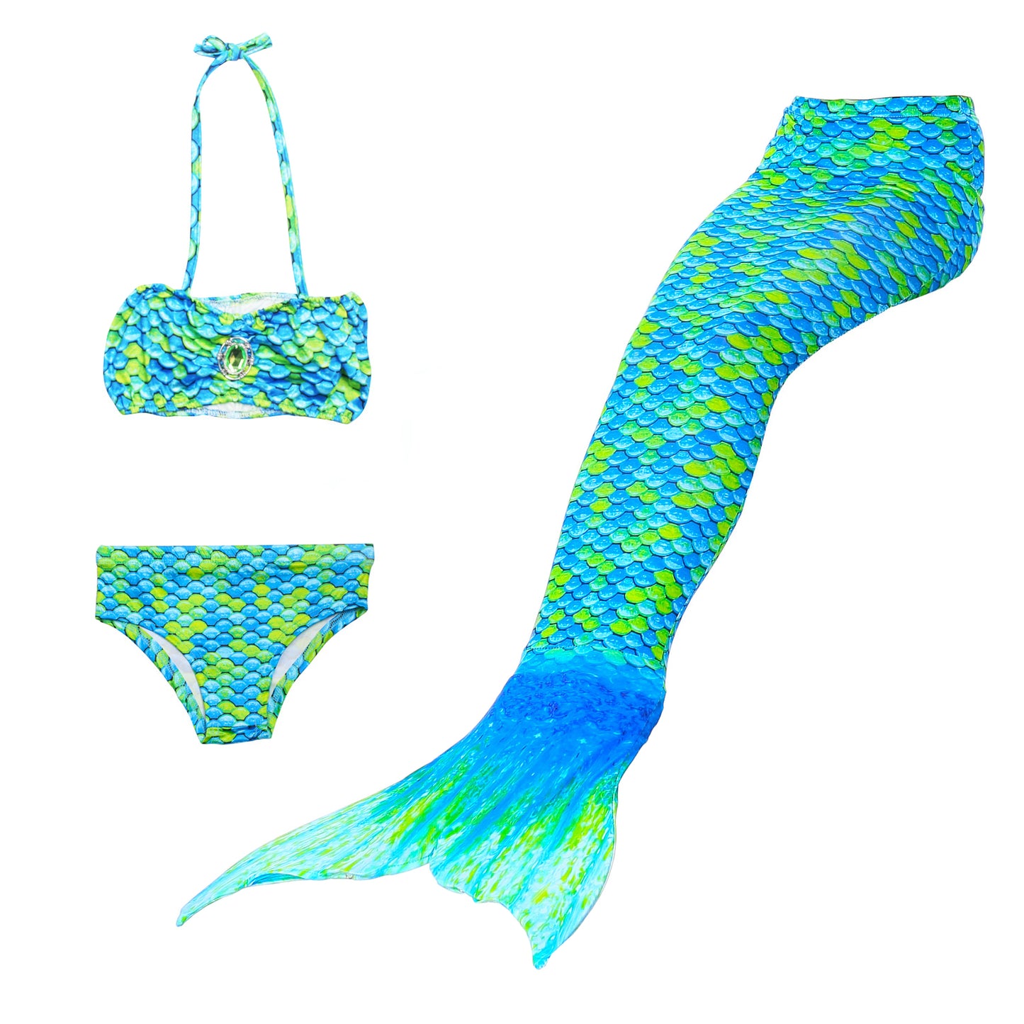 Girls Mermaid Tails Bathing Suit 3 Pieces Bikini Set Swimwear Swimsuit Swimming Costume 051