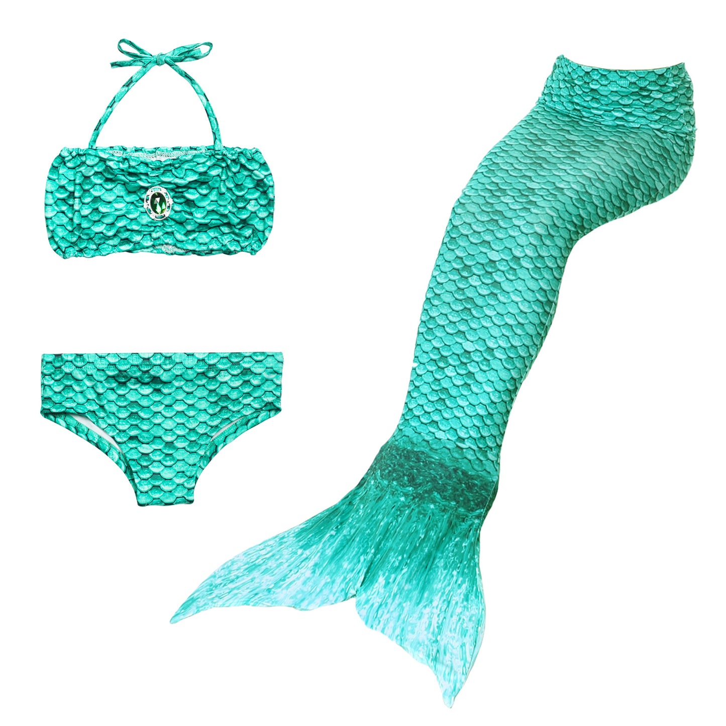 Girls Mermaid Tails Bathing Suit 3 Pieces Bikini Set Swimwear Swimsuit Swimming Costume 051