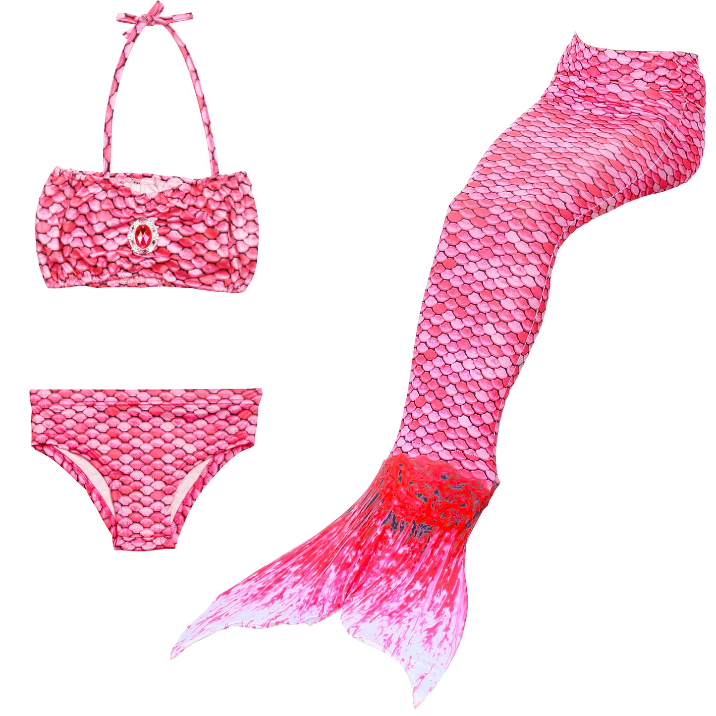 Girls Mermaid Tails Bathing Suit 3 Pieces Bikini Set Swimwear Swimsuit Swimming Costume 051