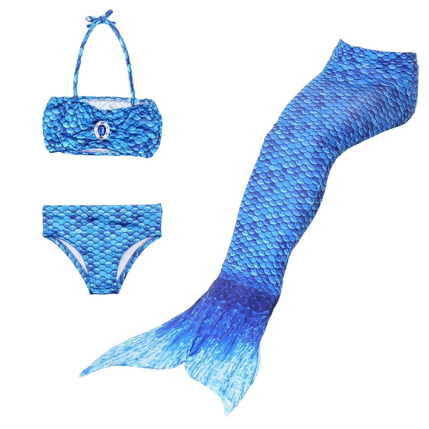 Girls Mermaid Tails Bathing Suit 3 Pieces Bikini Set Swimwear Swimsuit Swimming Costume 051