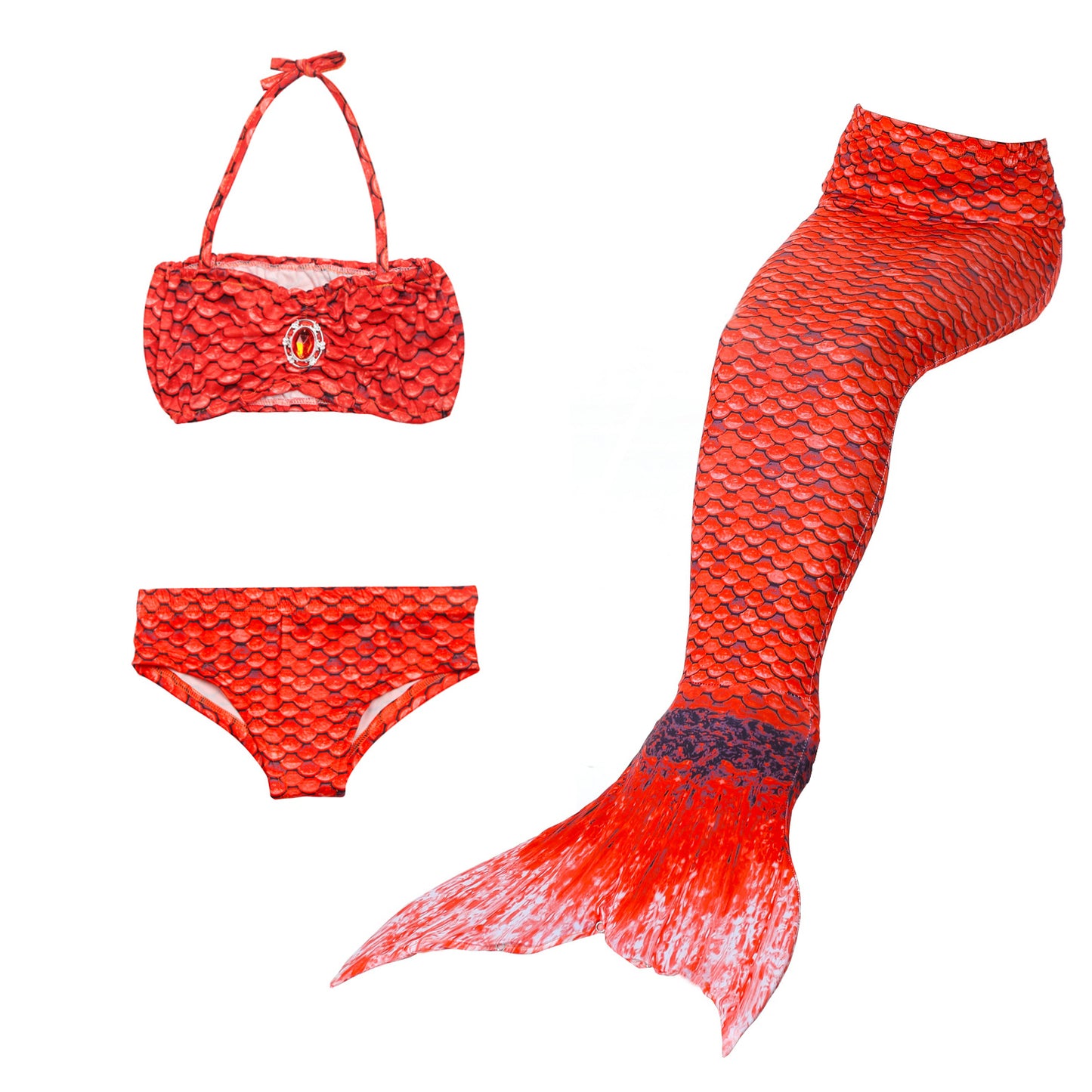 Girls Mermaid Tails Bathing Suit 3 Pieces Bikini Set Swimwear Swimsuit Swimming Costume 051