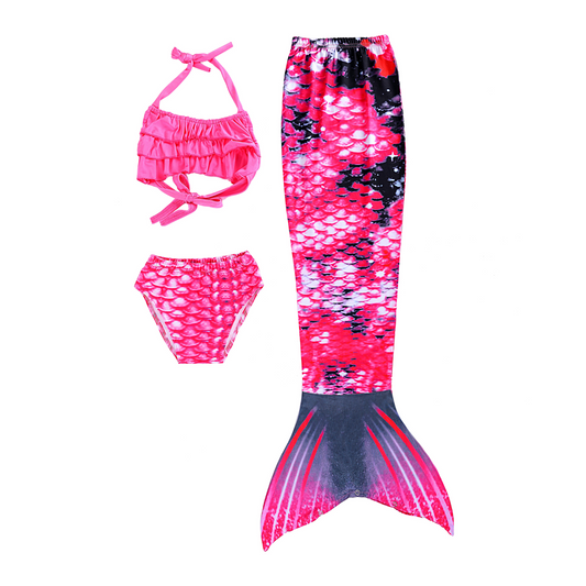 Girls Mermaid Tails Bathing Suit 3 Pieces Bikini Set Swimwear Swimsuit Swimming Costume 058