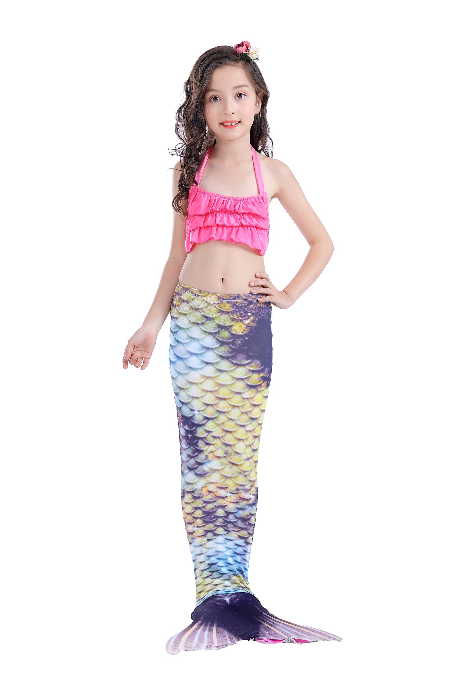 Girls Mermaid Tails Bathing Suit 3 Pieces Bikini Set Swimwear Swimsuit Swimming Costume 058