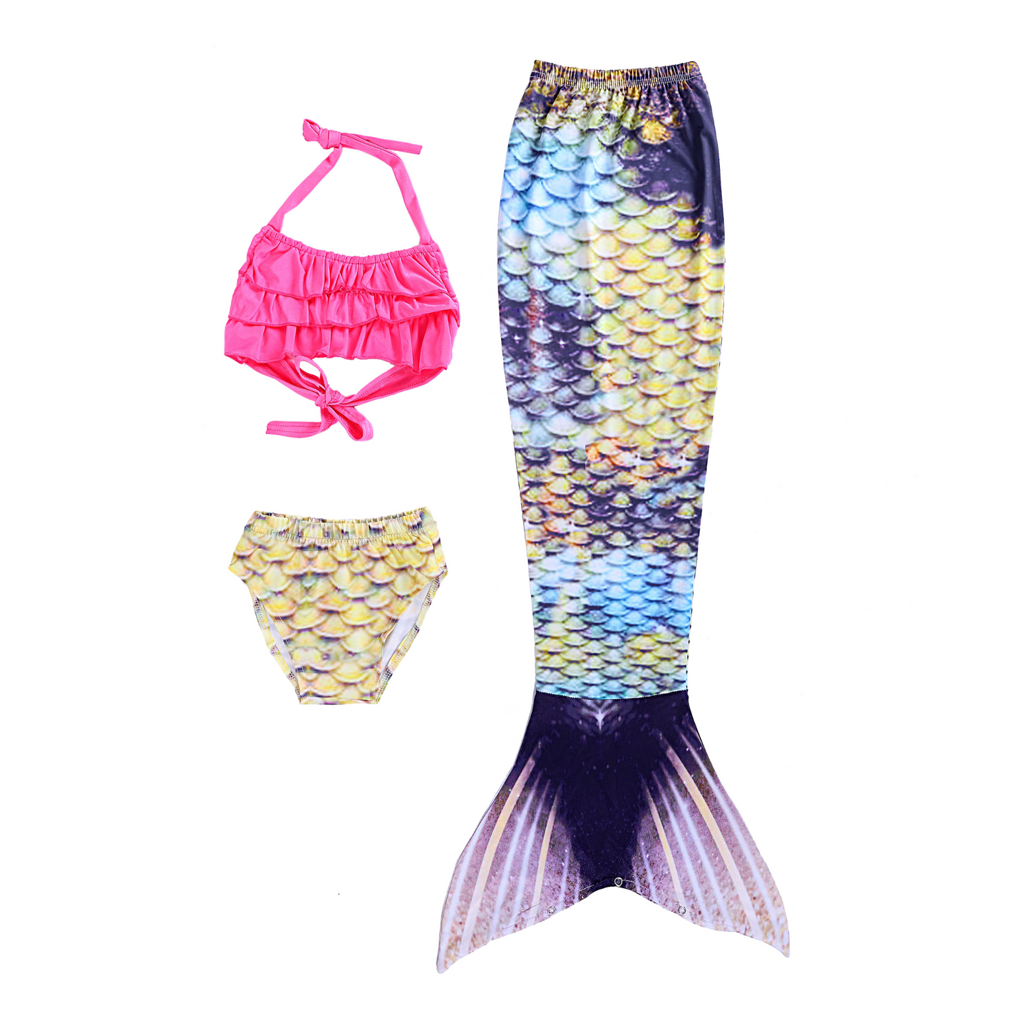 Girls Mermaid Tails Bathing Suit 3 Pieces Bikini Set Swimwear Swimsuit Swimming Costume 058