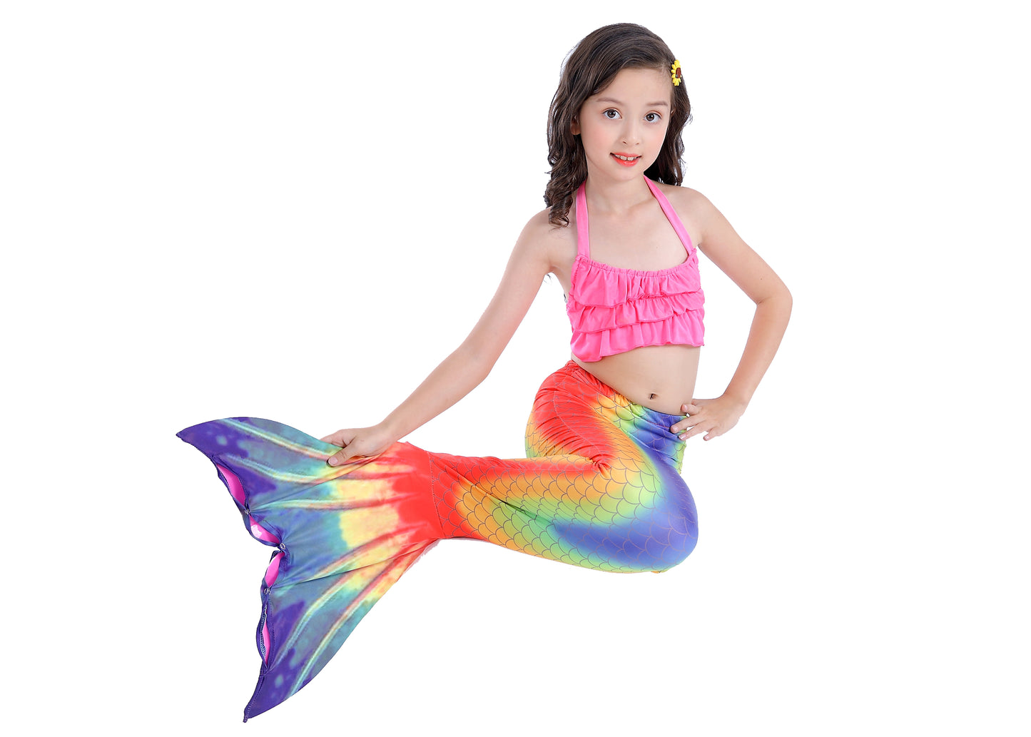 Girls Mermaid Tails Bathing Suit 3 Pieces Bikini Set Swimwear Swimsuit Swimming Costume 059