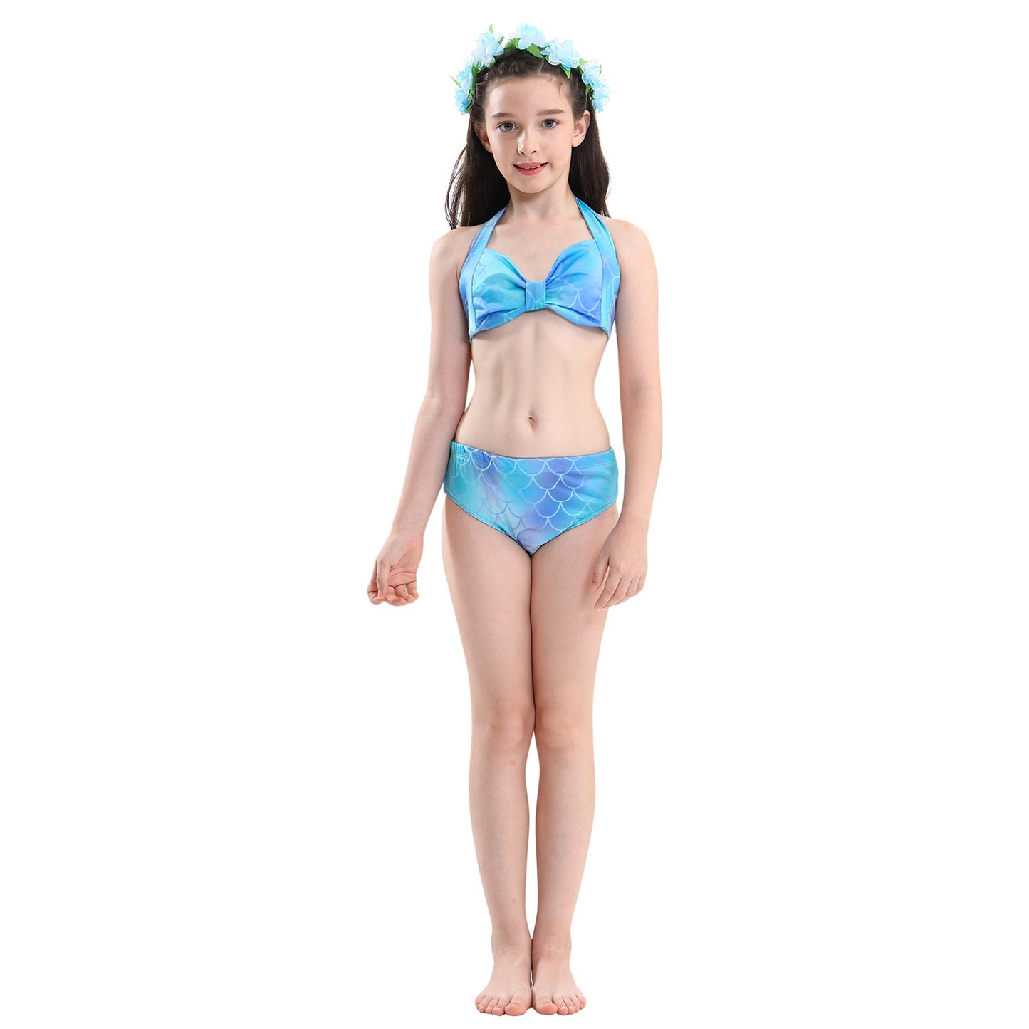 Girls Mermaid Tails Bathing Suit 3 Pieces Bikini Set Swimwear Swimsuit Swimming Costume 071