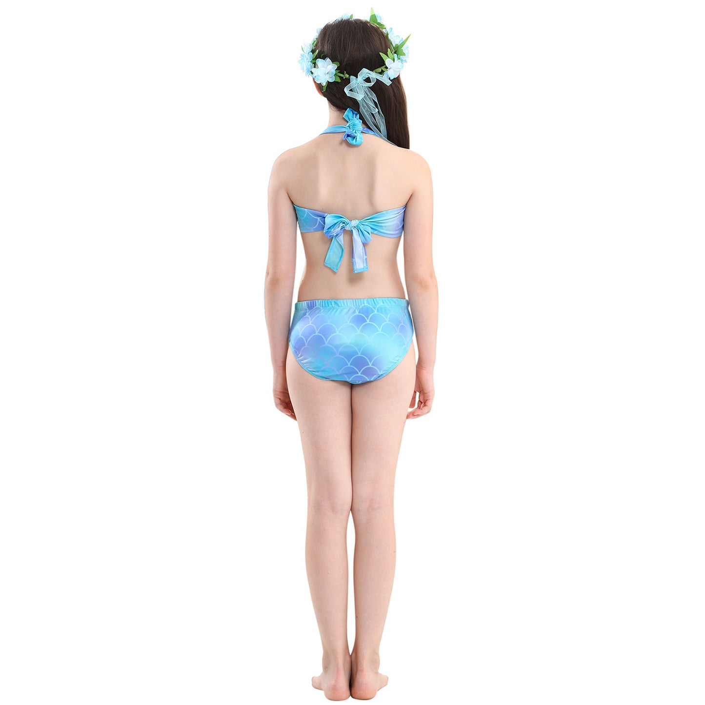 Girls Mermaid Tails Bathing Suit 3 Pieces Bikini Set Swimwear Swimsuit Swimming Costume 071