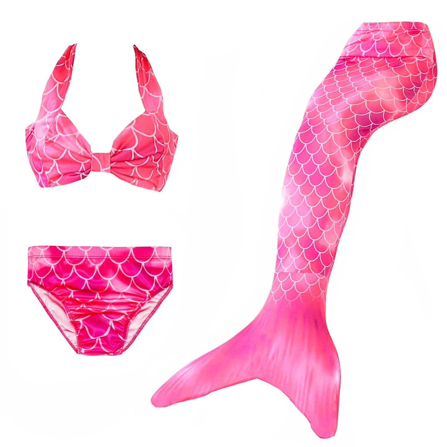 Girls Mermaid Tails Bathing Suit 3 Pieces Bikini Set Swimwear Swimsuit Swimming Costume 071