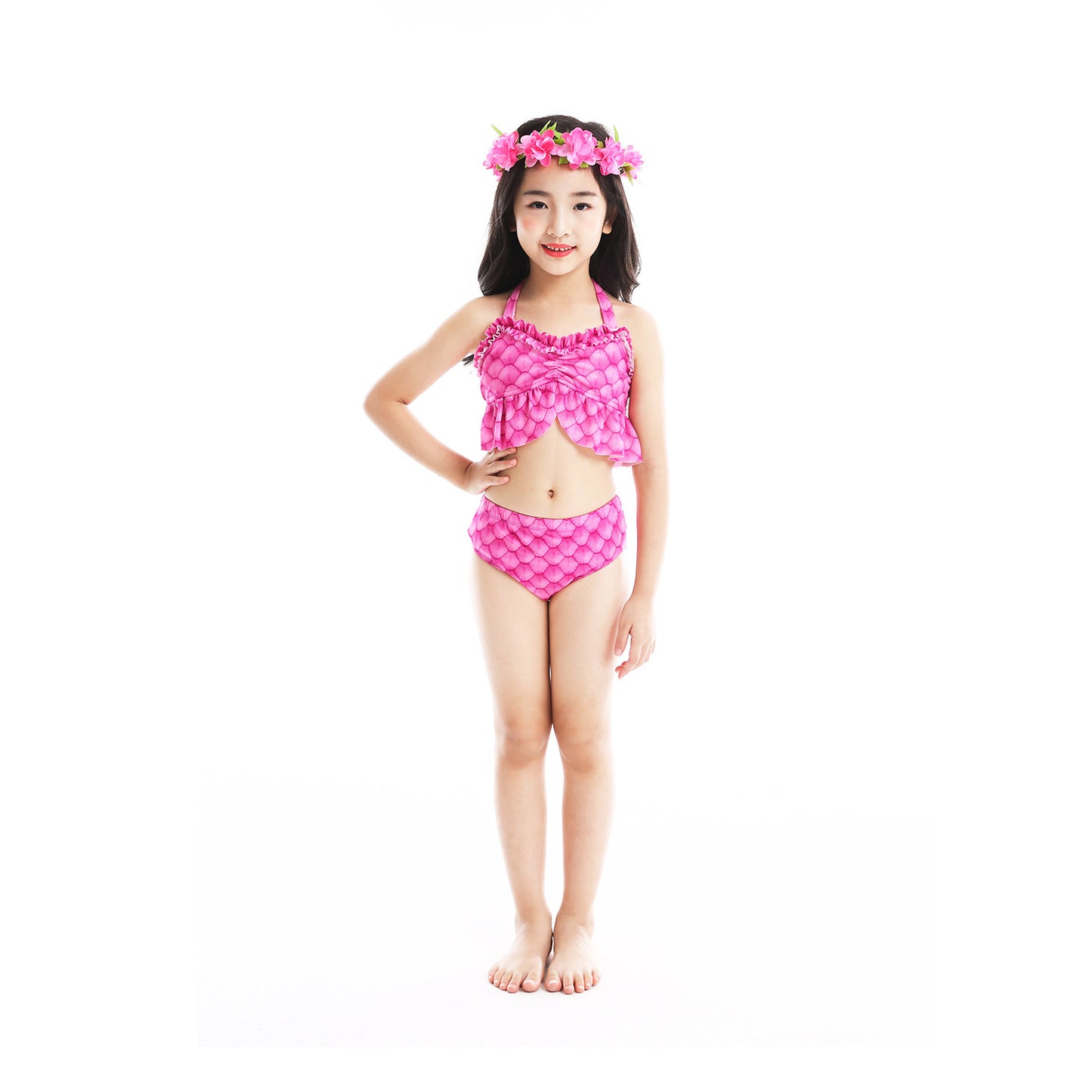 Girls Mermaid Tails Bathing Suit 3 Pieces Tankini Set Swimwear Swimsuit Swimming Costume 074