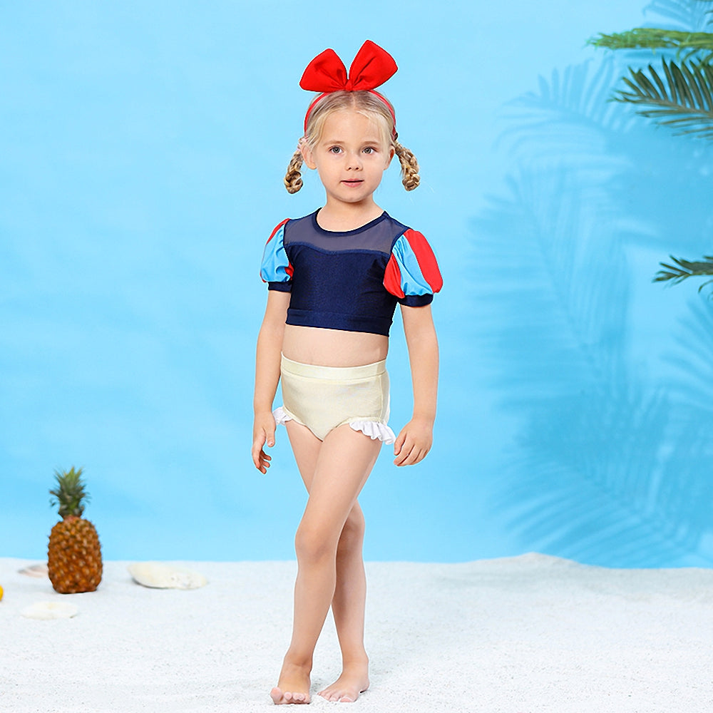 Girls Princess Snow White Swimming Costume 2 Piece Swimsuit Swimwear Swim Wear Bathing Suit