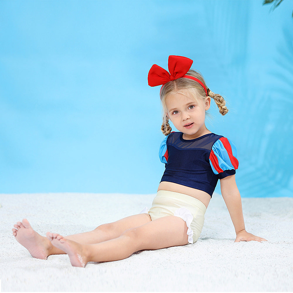 Girls Princess Snow White Swimming Costume 2 Piece Swimsuit Swimwear Swim Wear Bathing Suit