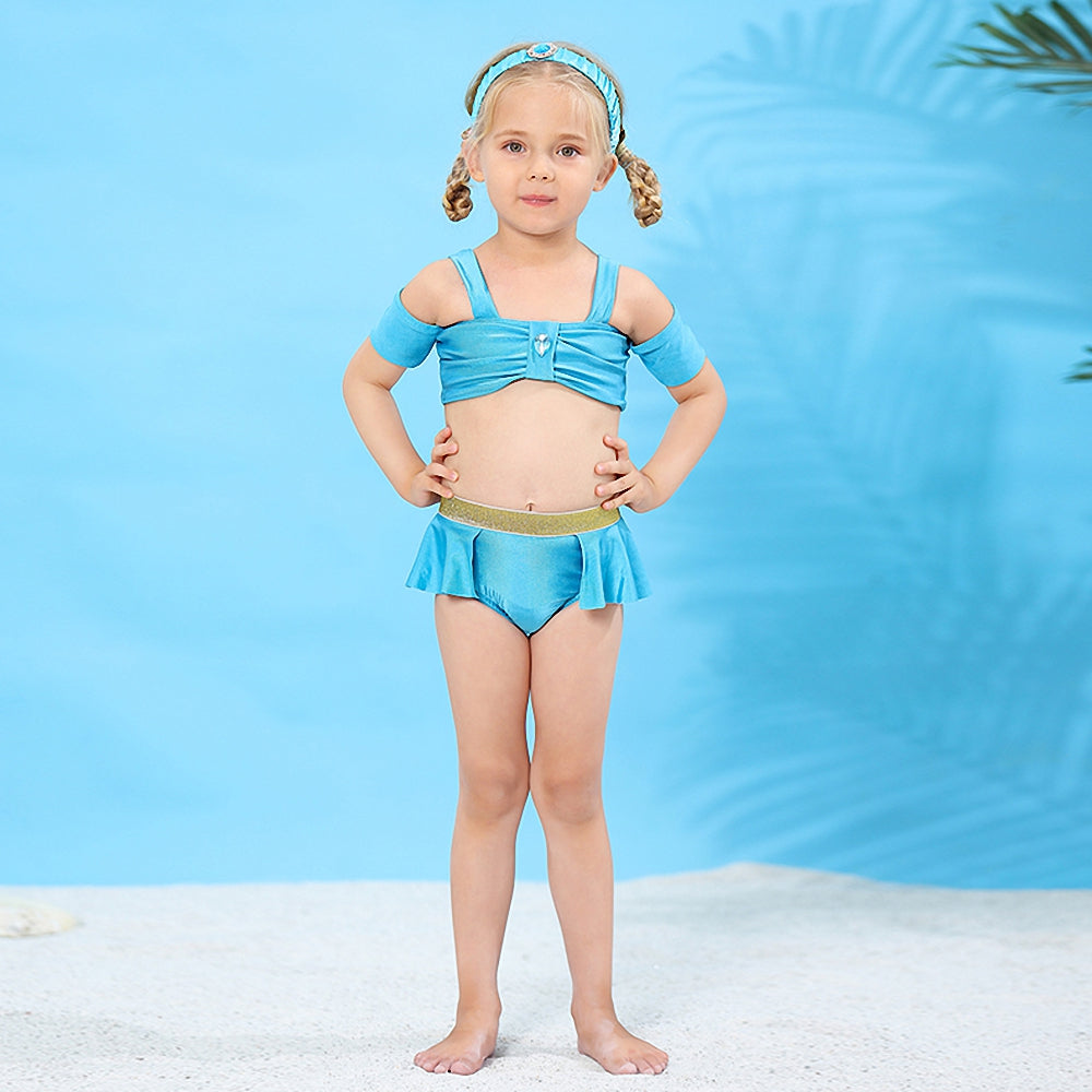 Girls Princess Jasmine Swimming Costume 2 Piece Swimsuit Swimwear Swim Wear Bathing Suit