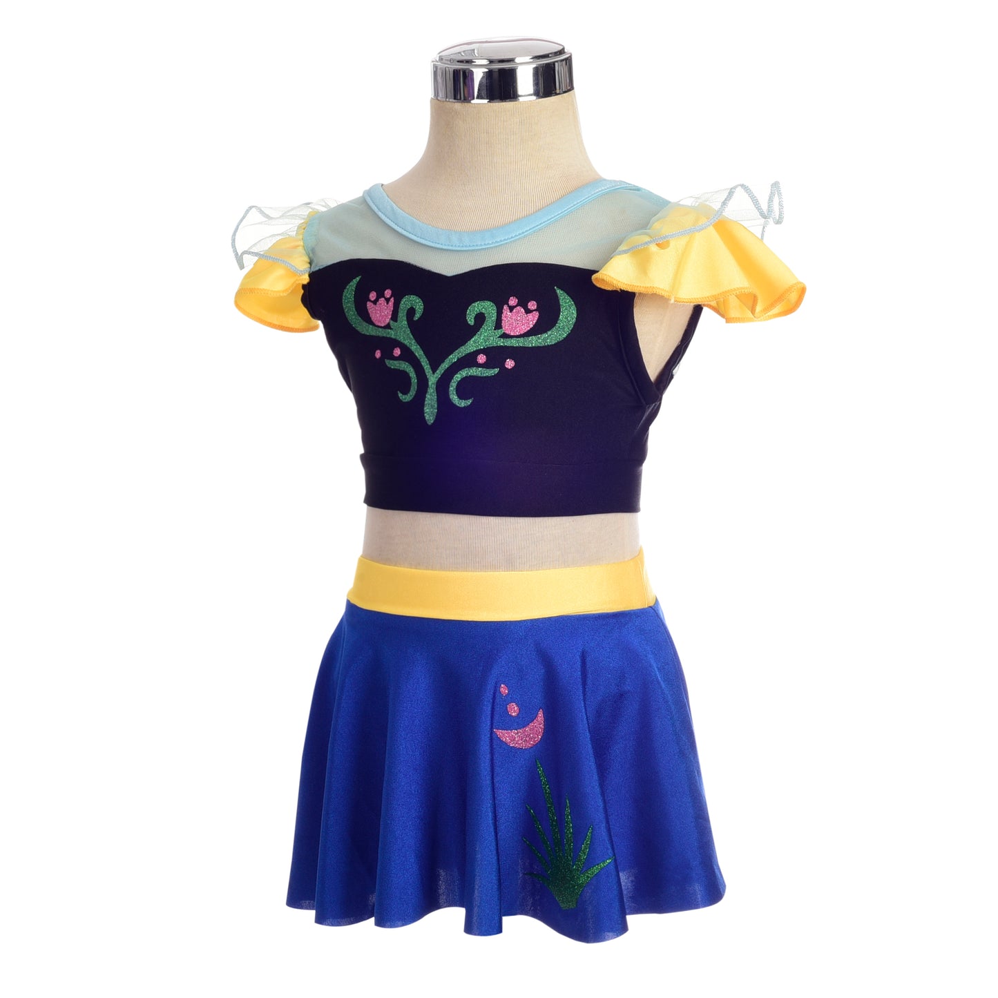 Girls Princess Anna Swimming Costume with Skirt 2 Piece Swimsuit Swimwear Swim Dress Bathing Suit