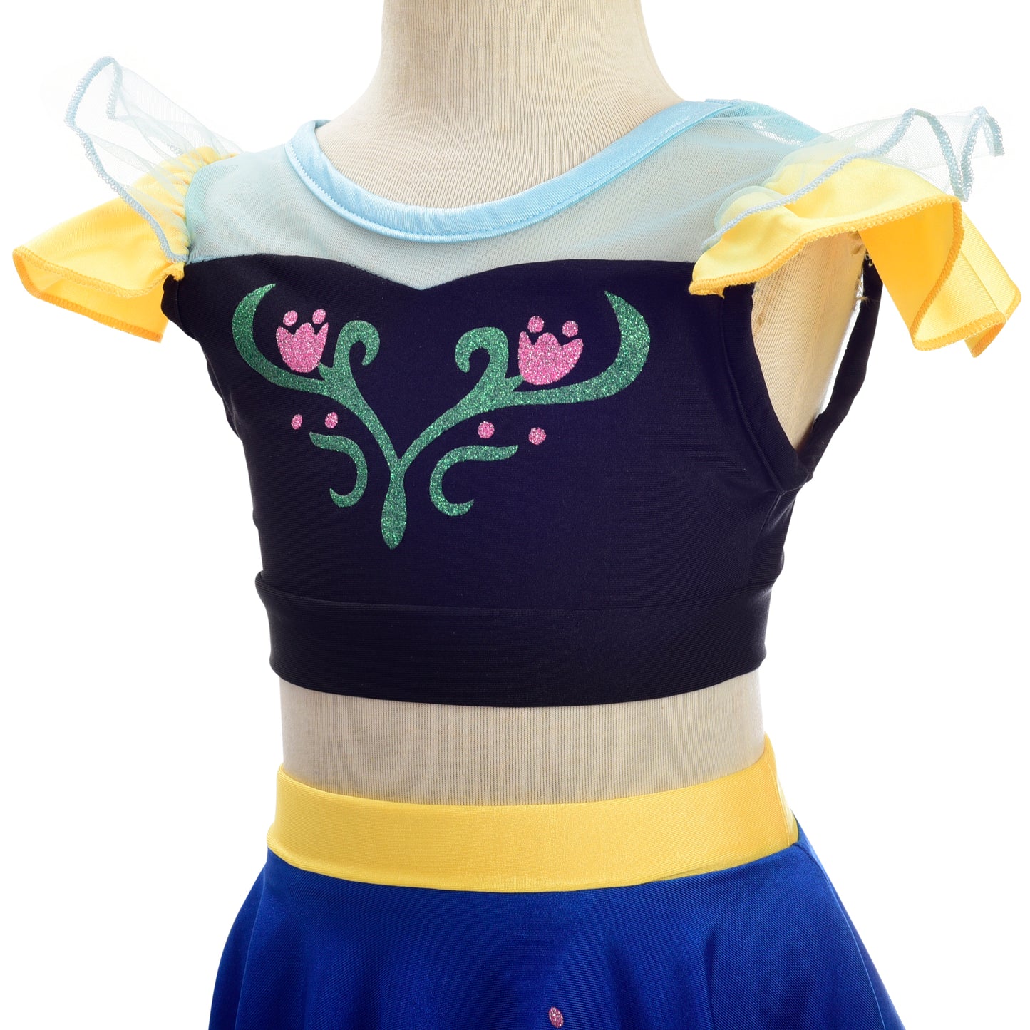 Girls Princess Anna Swimming Costume with Skirt 2 Piece Swimsuit Swimwear Swim Dress Bathing Suit