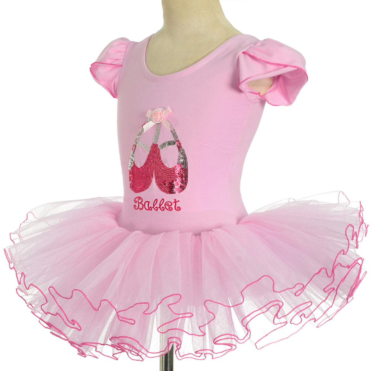 Girls Pink Ballet Tutu Dress Ballerina Dance Wear Leotard with Skirt