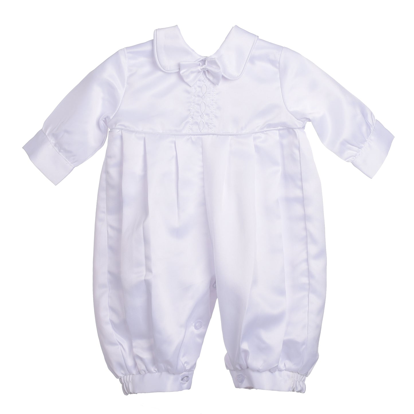 Baby Boys' Christening Romper White Satin Outfit with Bonnet Hat