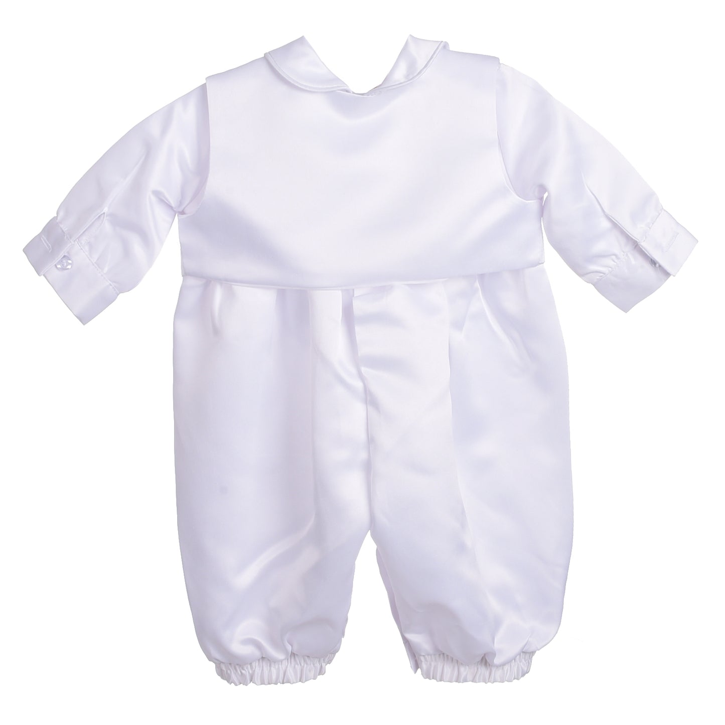 Baby Boys' Christening Romper White Satin Outfit with Bonnet Hat