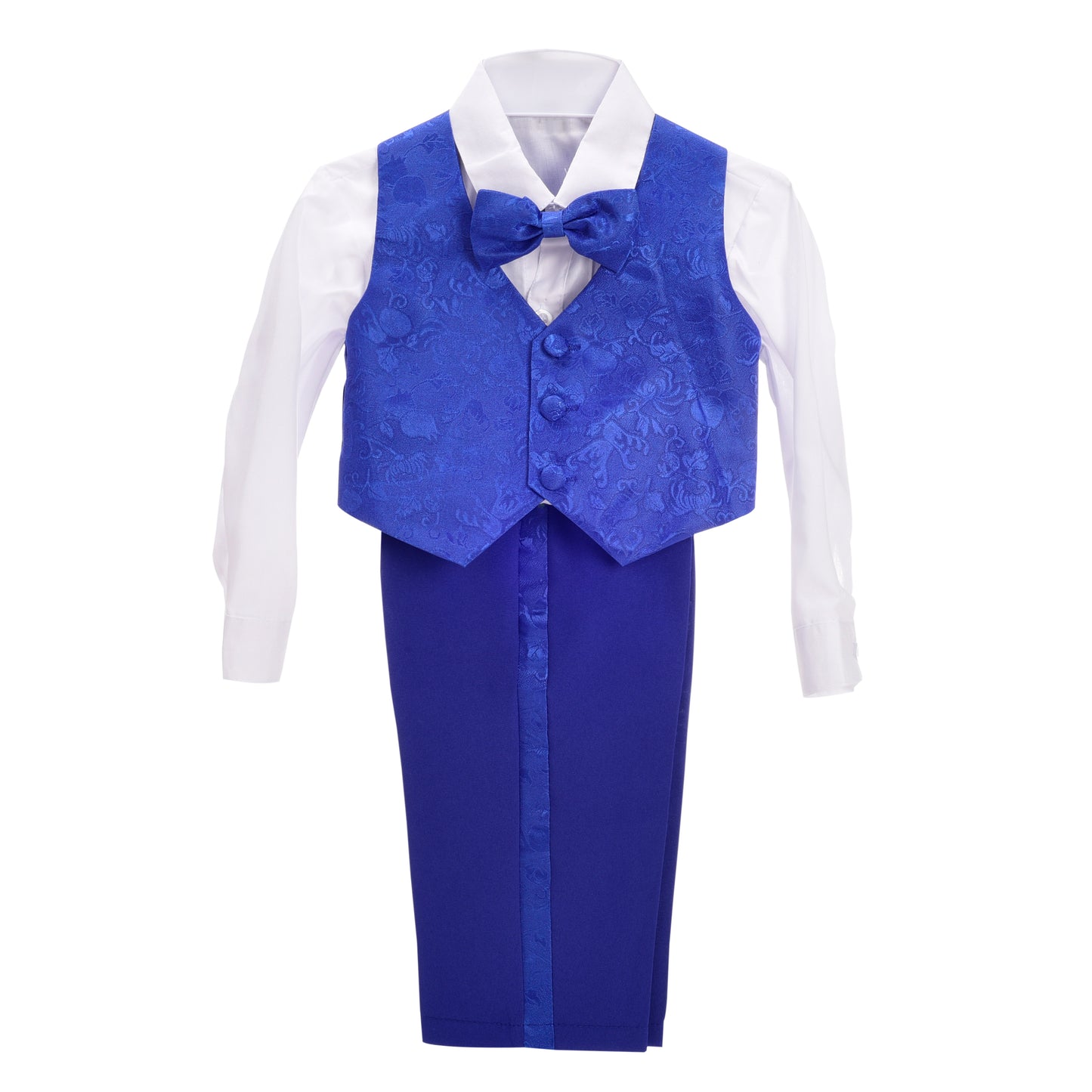 Baby Little Boys Tuxedo Royal Blue Tux 5 Pieces Set - with Waistcoat Vest