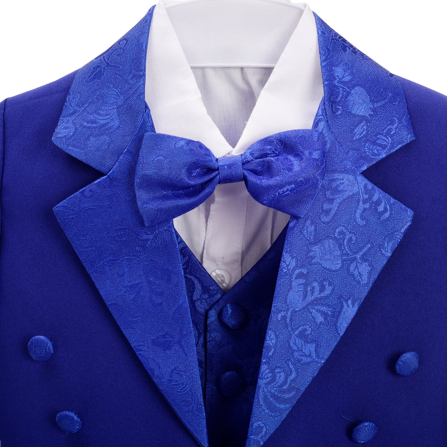 Baby Little Boys Tuxedo Royal Blue Tux 5 Pieces Set - with Waistcoat Vest