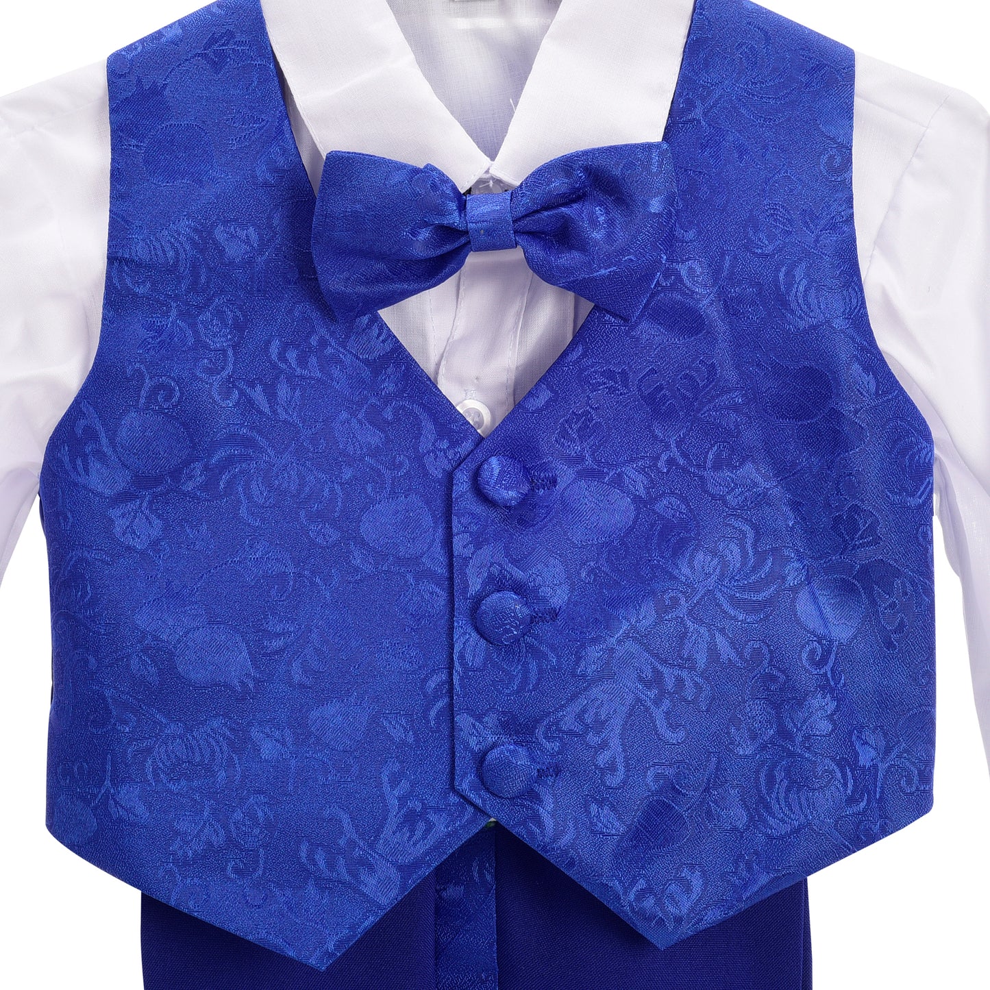 Baby Little Boys Tuxedo Royal Blue Tux 5 Pieces Set - with Waistcoat Vest