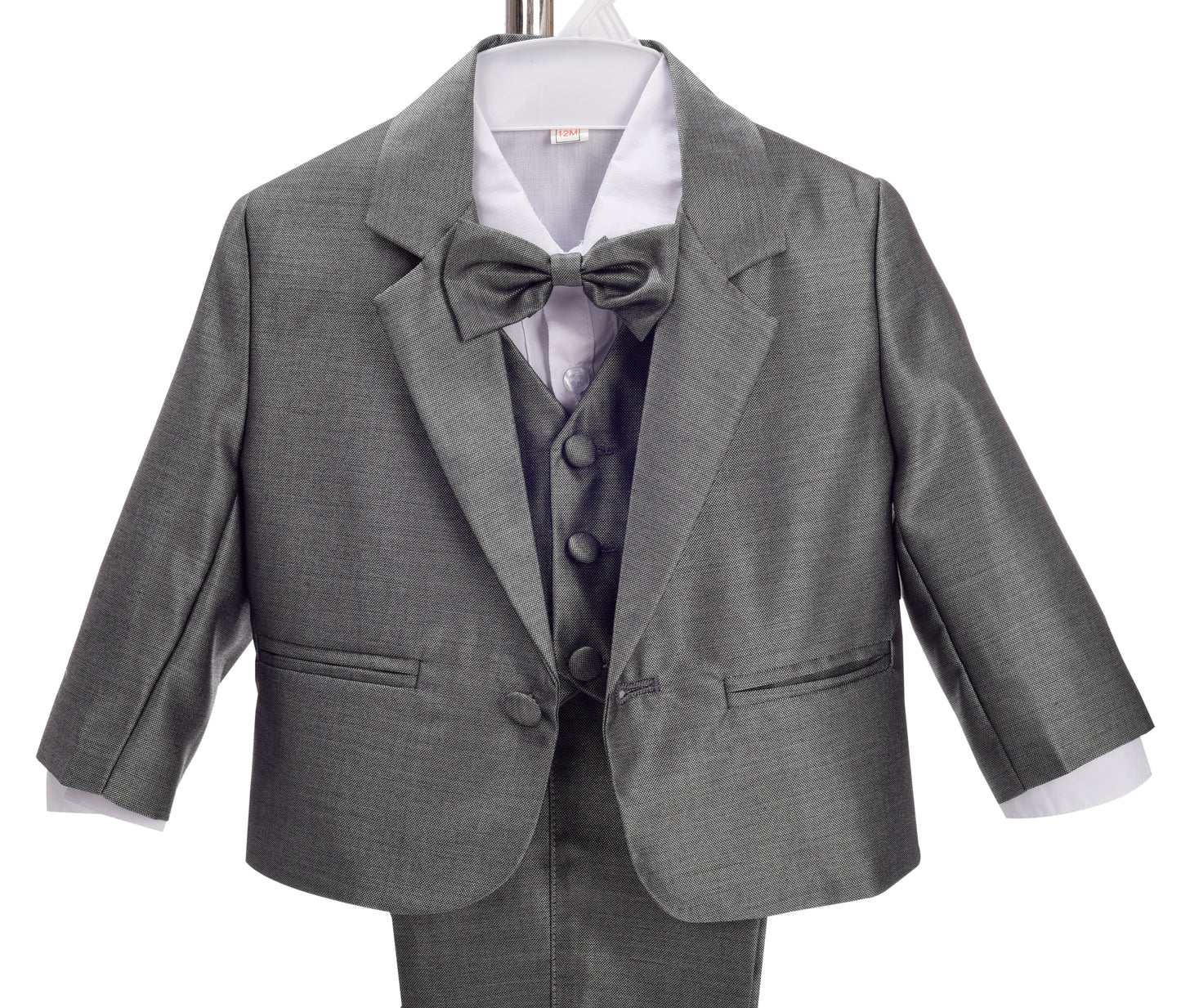 Baby Boys' Suits & Blazers Wedding Outfit 5 Pieces Set - Silver Gray