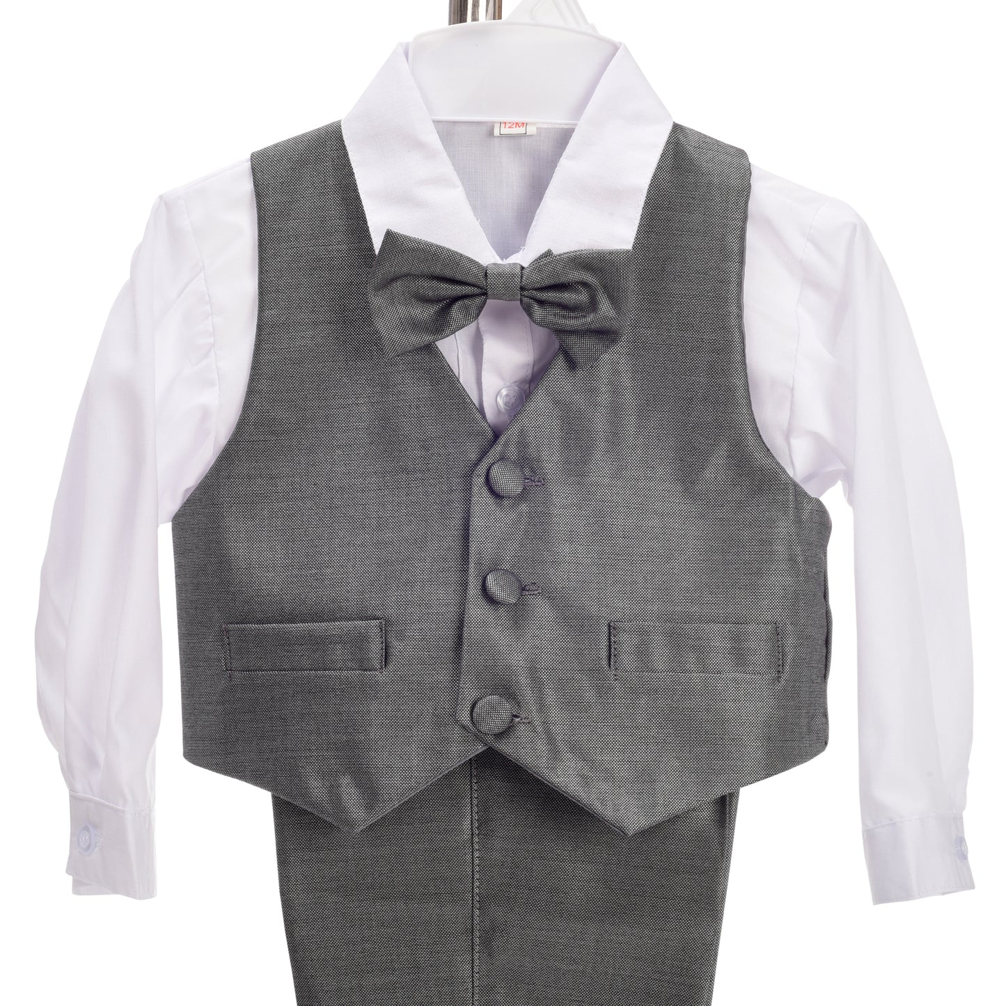 Baby Boys' Suits & Blazers Wedding Outfit 5 Pieces Set - Silver Gray